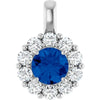 14K White Natural Blue Sapphire & 1/2 ctw Natural Diamond Pendant