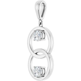 14K White 1/2 ctw Natural Diamond Pendant
