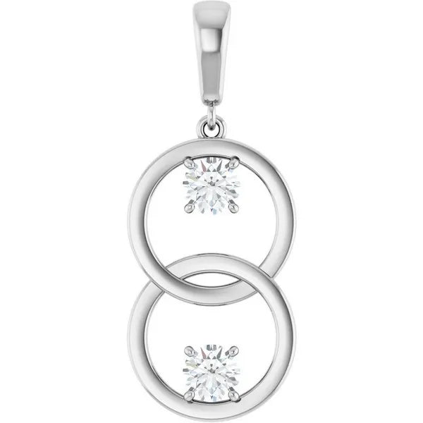 14K White 1/2 ctw Natural Diamond Pendant