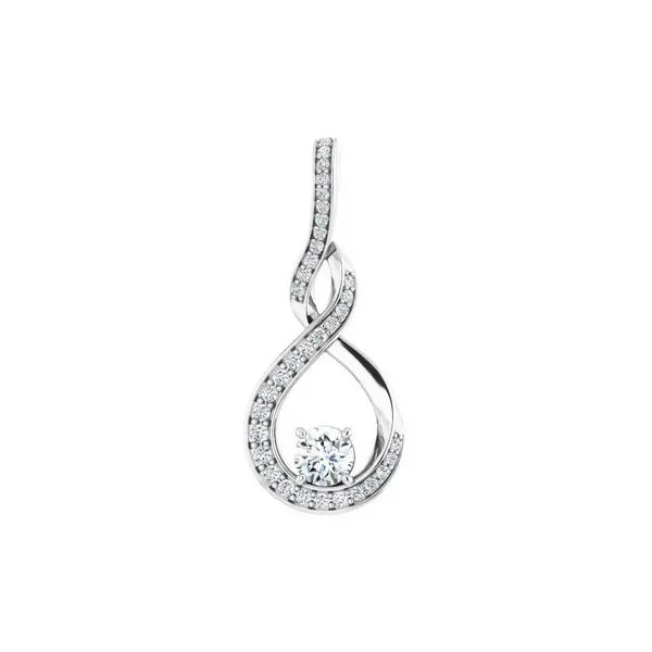 14K White 3/8 ctw Natural Diamond Pendant