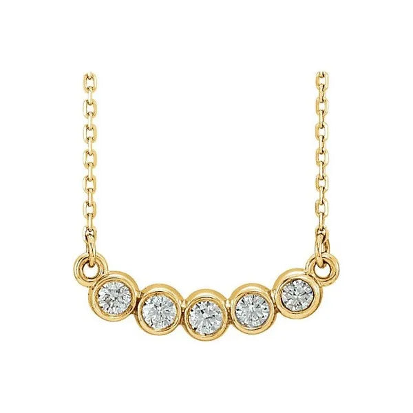 14K Yellow 1/3 ctw Natural Diamond Bezel-Set 16"-18" Necklace