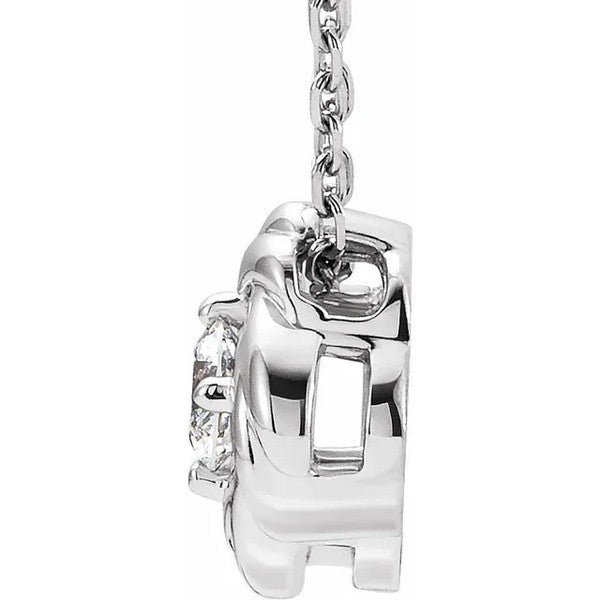 14K White 1/6 ctw Natural Diamond Knot 16"-18" Necklace