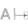 14K White .06 ctw Natural Diamond Initial A Earring
