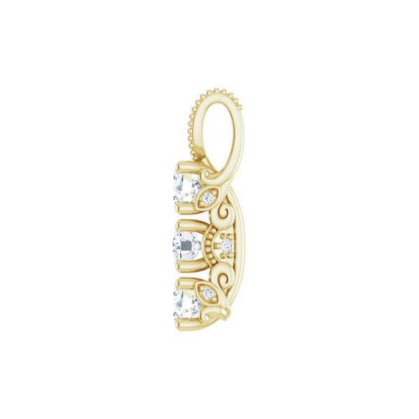 14K Yellow 5/8 ctw Natural Diamond Pendant