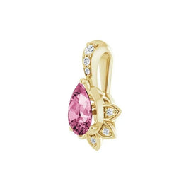 14K Yellow Natural Pink Tourmaline & .03 ctw Natural Diamond Pendant