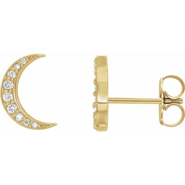 14K Yellow 1/10 ctw Natural Diamond Crescent Moon Earrings