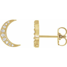 14K Yellow 1/10 ctw Natural Diamond Crescent Moon Earrings