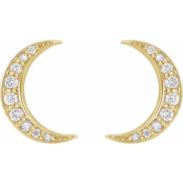 14K Yellow 1/10 ctw Natural Diamond Crescent Moon Earrings
