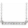14K White 1/8 ctw Natural Diamond French-Set Bar 18" Necklace
