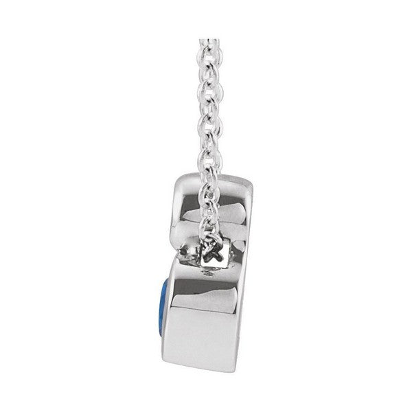 14K White 5x3 mm Pear Natural Blue Sapphire & .03 CT Natural Diamond 16"-18" Necklace