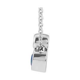14K White 5x3 mm Pear Natural Blue Sapphire & .03 CT Natural Diamond 16"-18" Necklace