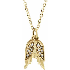 14K Rose .03 ctw Natural Diamond Angel Wings Pendant