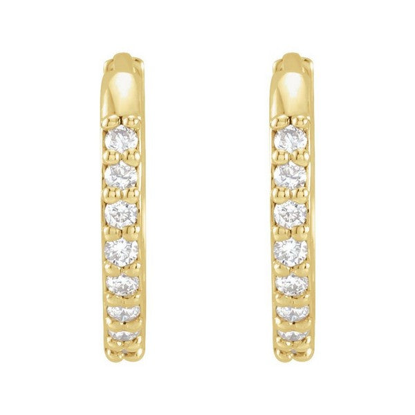 14K Yellow 1/8 ctw Natural Diamond 12.5 mm Huggie Earrings