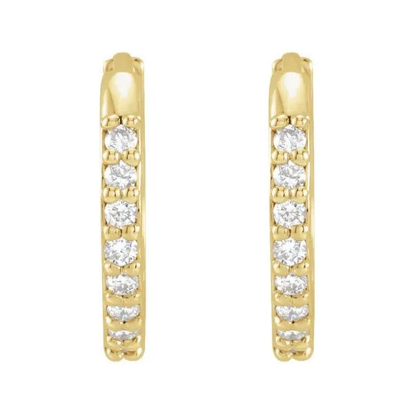 14K Yellow 1/8 ctw Natural Diamond 12.5 mm Huggie Earrings