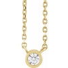 14K Yellow .06 CT Natural Diamond Solitaire 16"-18" Necklace