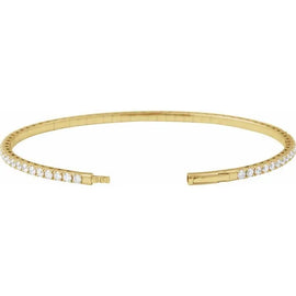 14K Yellow 3 ctw Natural Diamond Flexible Bangle 7" Bracelet