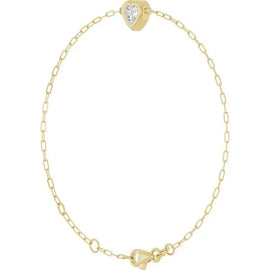 14K Yellow 1/2 Ctw Natural Diamond Heart 6 1/2" - 7 1/2" Bracelet