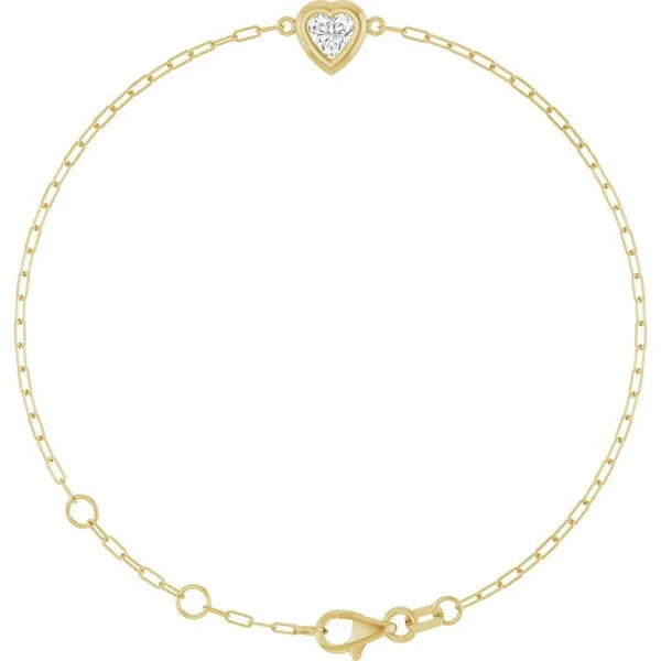 14K Yellow 1/2 Ctw Natural Diamond Heart 6 1/2" - 7 1/2" Bracelet
