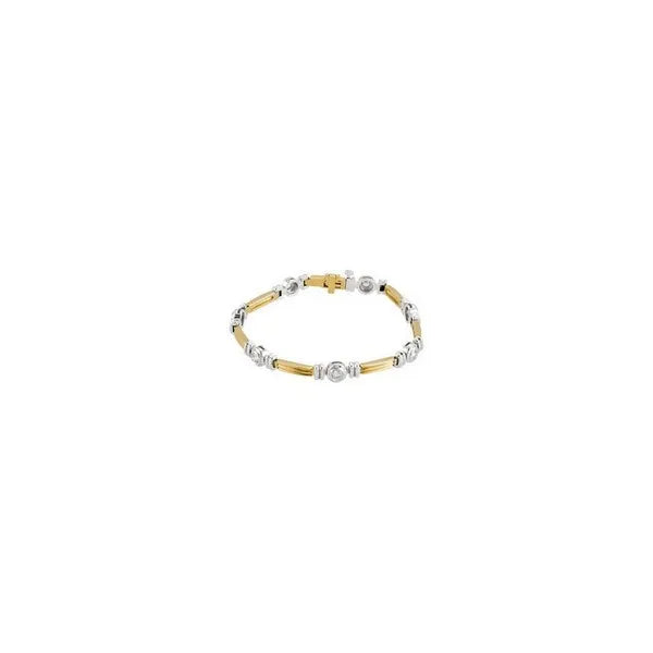14K Yellow/White 1 ctw Natural Diamond Line 7" Bracelet