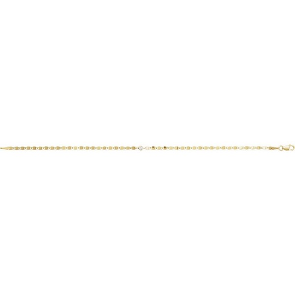 14K Yellow .06 CT Natural Diamond Bezel-Set Link 7 1/2" Bracelet