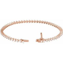 14K Rose 3 ctw Natural Diamond 7 1/4" Line Bracelet