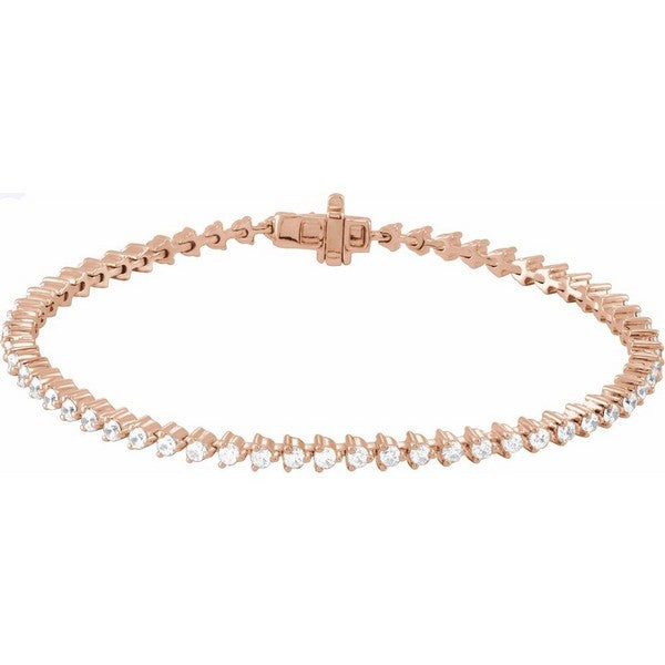 14K Rose 3 ctw Natural Diamond 7 1/4" Line Bracelet