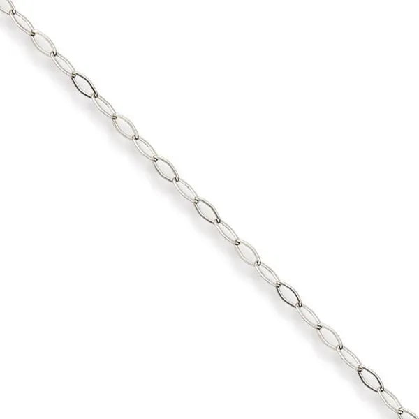 Rhodium Tone Flat Oval Cable Link Chain