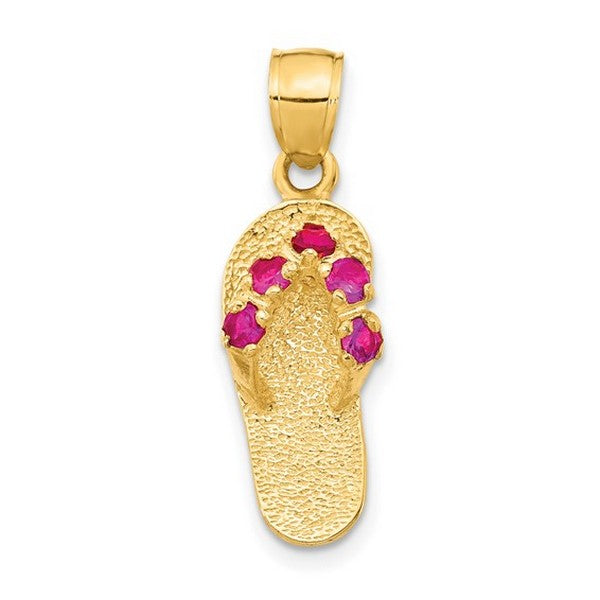 14k 3D January/CZ Birthstone Flip Flop Pendant