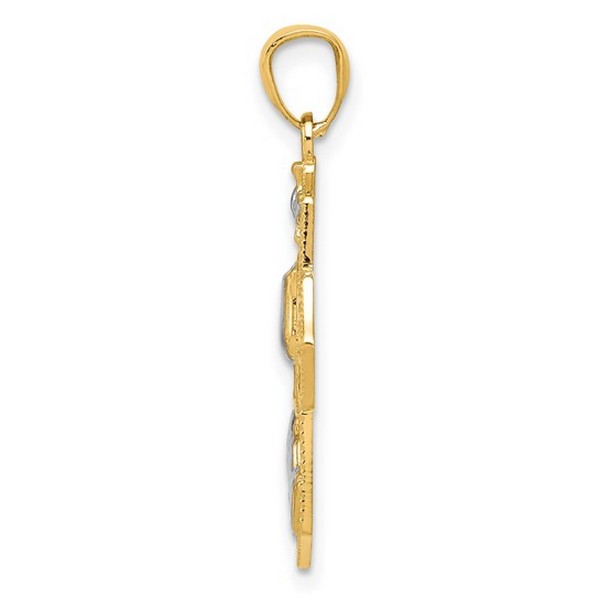 14k with Rhodium Cross Pendant