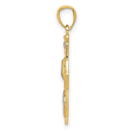14k with Rhodium Cross Pendant