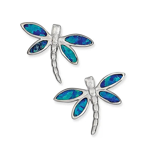 Sterling Silver Dragonfly with lab-grown opals