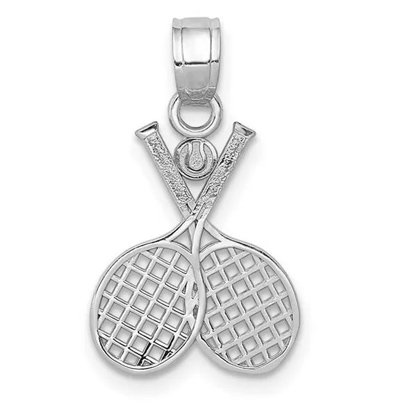 14k White Gold Double Tennis Racquet Charm