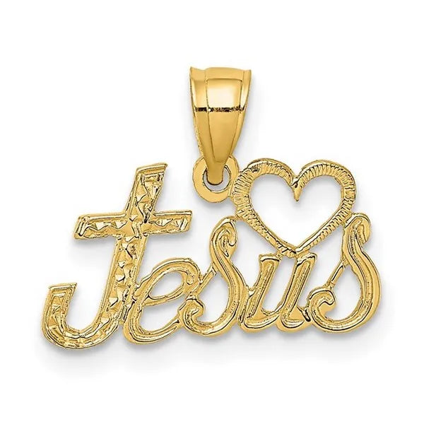 14K LOVE JESUS Script Charm