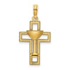 14K Polished Cross with Communion Cup Charm