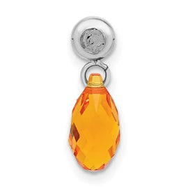 Sterling Silver Rhodium-plated MeMi November Teardrop Crystal Charm