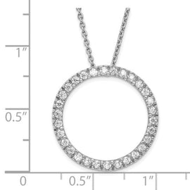 Sterling Silver Rhodium-plated Polished CZ Circle 16" with 2" Extension Necklace