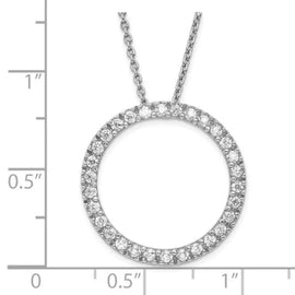 Sterling Silver Rhodium-plated Polished CZ Circle 16" with 2" Extension Necklace