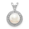 Sterling Silver Rhodium-plated Diam. and FW Cultured Pearl Pendant