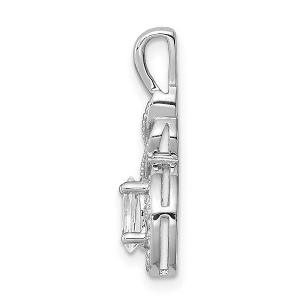 Sterling Silver Rhodium-plated White Topaz and Diam. Pendant
