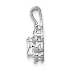 Sterling Silver Rhodium-plated White Topaz and Diam. Pendant