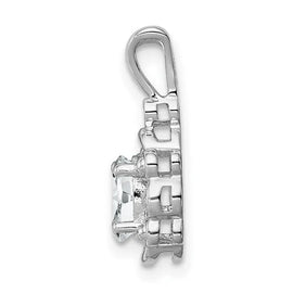 Sterling Silver Rhodium-plated White Topaz and Diam. Pendant