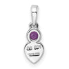 Sterling Silver Rhodium-plated Polished Amethyst Heart Pendant