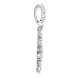Sterling Silver Rhodium-plated CZ Snowflake Pendant