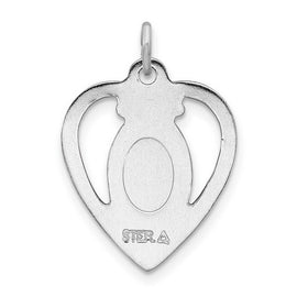 Sterling Silver Rhodium-plated Miraculous Heart Medal