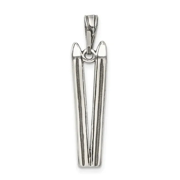 Sterling Silver Antiqued Ski's Charm
