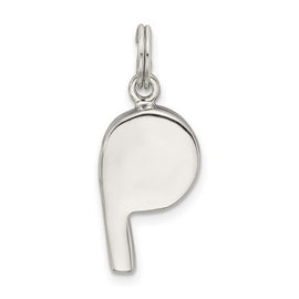 Sterling Silver Rhodium-plated Polished Whistle Charm