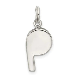 Sterling Silver Rhodium-plated Polished Whistle Charm