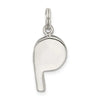 Sterling Silver Rhodium-plated Polished Whistle Charm