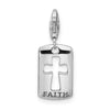Amore La Vita Sterling Silver Rhodium-plated Polished Reversible CZ Cut-out Cross Faith Clip-on Charm with Fancy Lobster Clasp