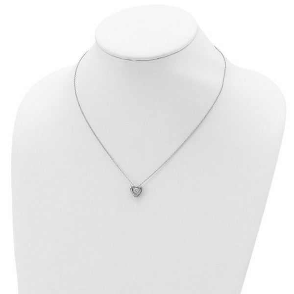 Cheryl M Sterling Silver Rhodium-plated Brilliant-cut Vibrant CZ Heart 18" Necklace